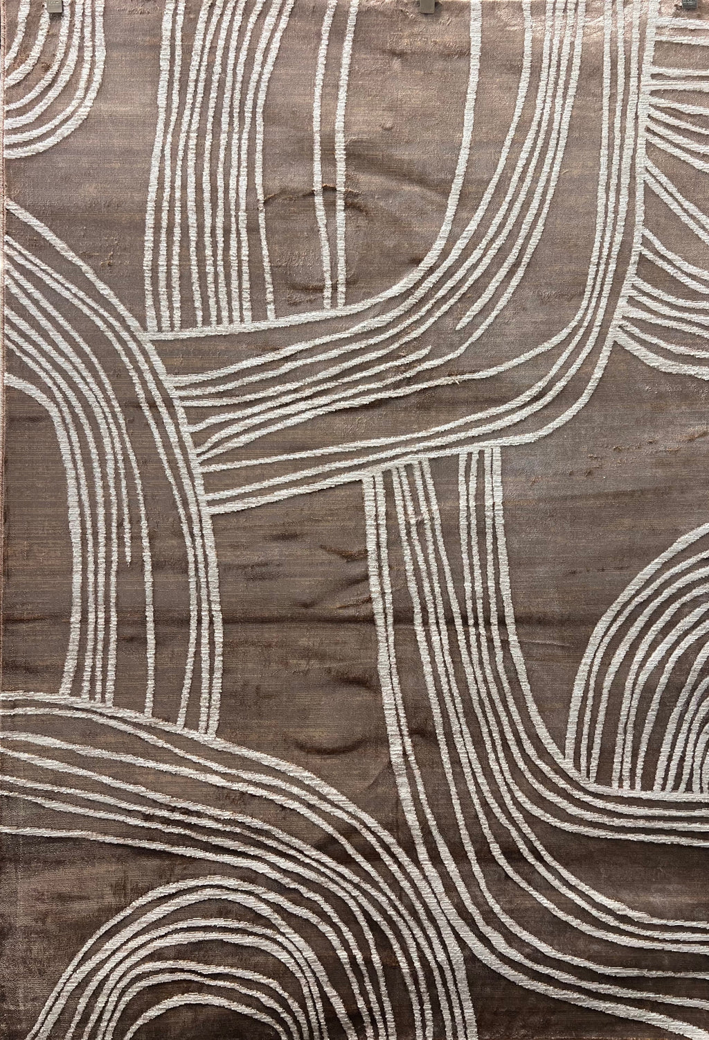 Two-Tone Bronze Abstract Rug with Cream Geometric Accents - KAI 211
