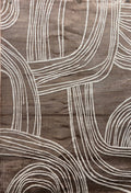 Two-Tone Bronze Abstract Rug with Cream Geometric Accents - KAI 211