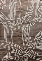 Two-Tone Bronze Abstract Rug with Cream Geometric Accents - KAI 211