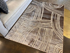 Two-Tone Bronze Abstract Rug with Cream Geometric Accents - KAI 211