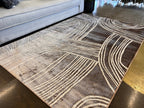 Two-Tone Bronze Abstract Rug with Cream Geometric Accents - KAI 211