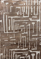 Cream Viscose Rug with Two-Tone Bronze Geometric Detailing - KAI 212