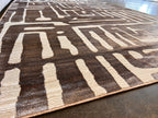 Cream Viscose Rug with Two-Tone Bronze Geometric Detailing - KAI 212
