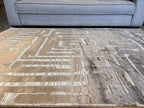 Cream Viscose Rug with Two-Tone Bronze Geometric Detailing - KAI 212