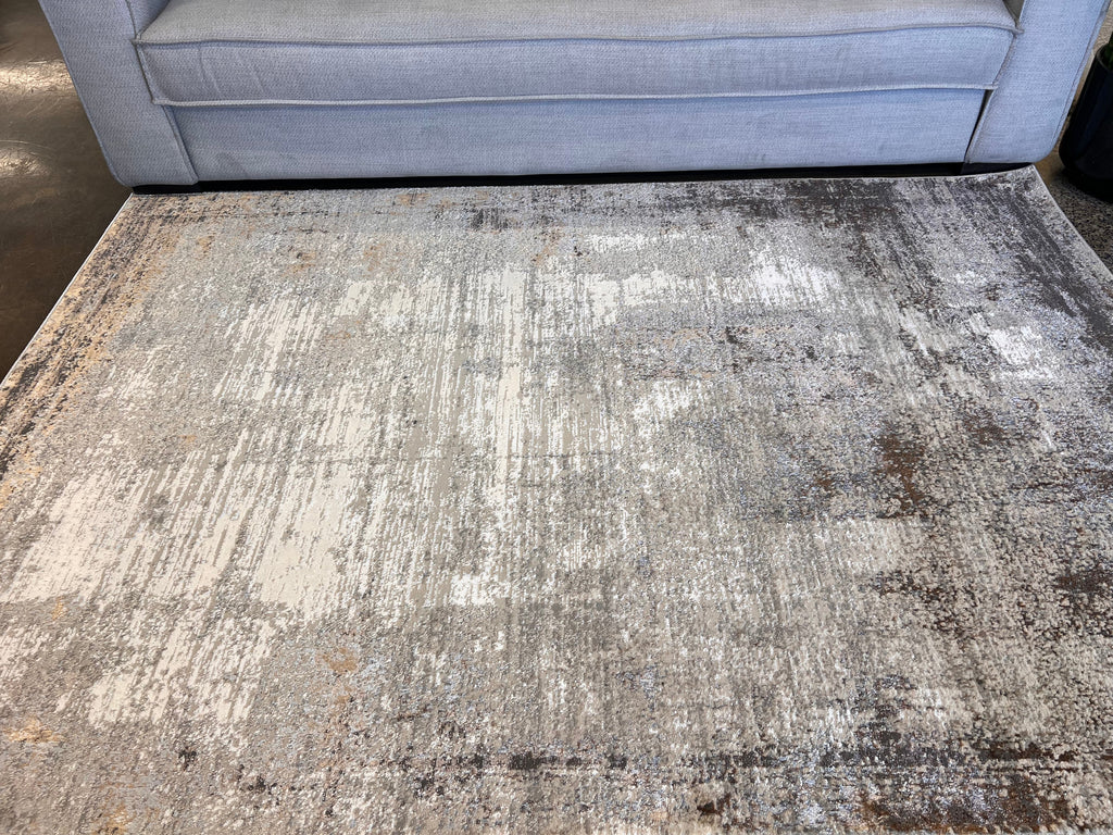 Cream & Gold Rug with Two-Tone Bronze and Copper Abstract Design - KAI 214