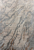 Two-Tone Light Grey Rug with Cream and Copper Abstract Design - KAI 216