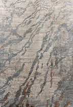 Two-Tone Light Grey Rug with Cream and Copper Abstract Design - KAI 216