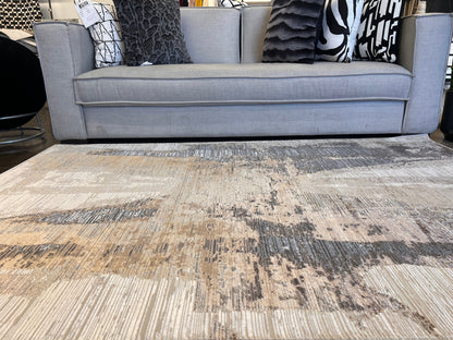 Cream Rug with Two-Tone Gold, Copper & Grey Abstract Accents - KAI 217