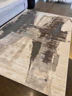 Cream Rug with Two-Tone Gold, Copper & Grey Abstract Accents - KAI 217