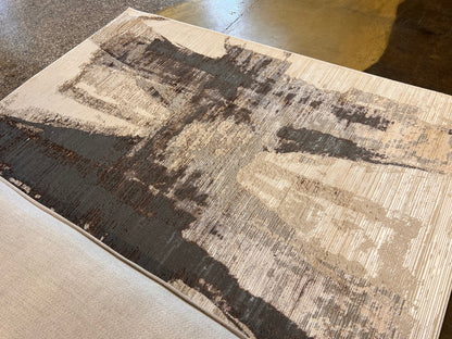 Cream Rug with Two-Tone Gold, Copper & Grey Abstract Accents - KAI 217