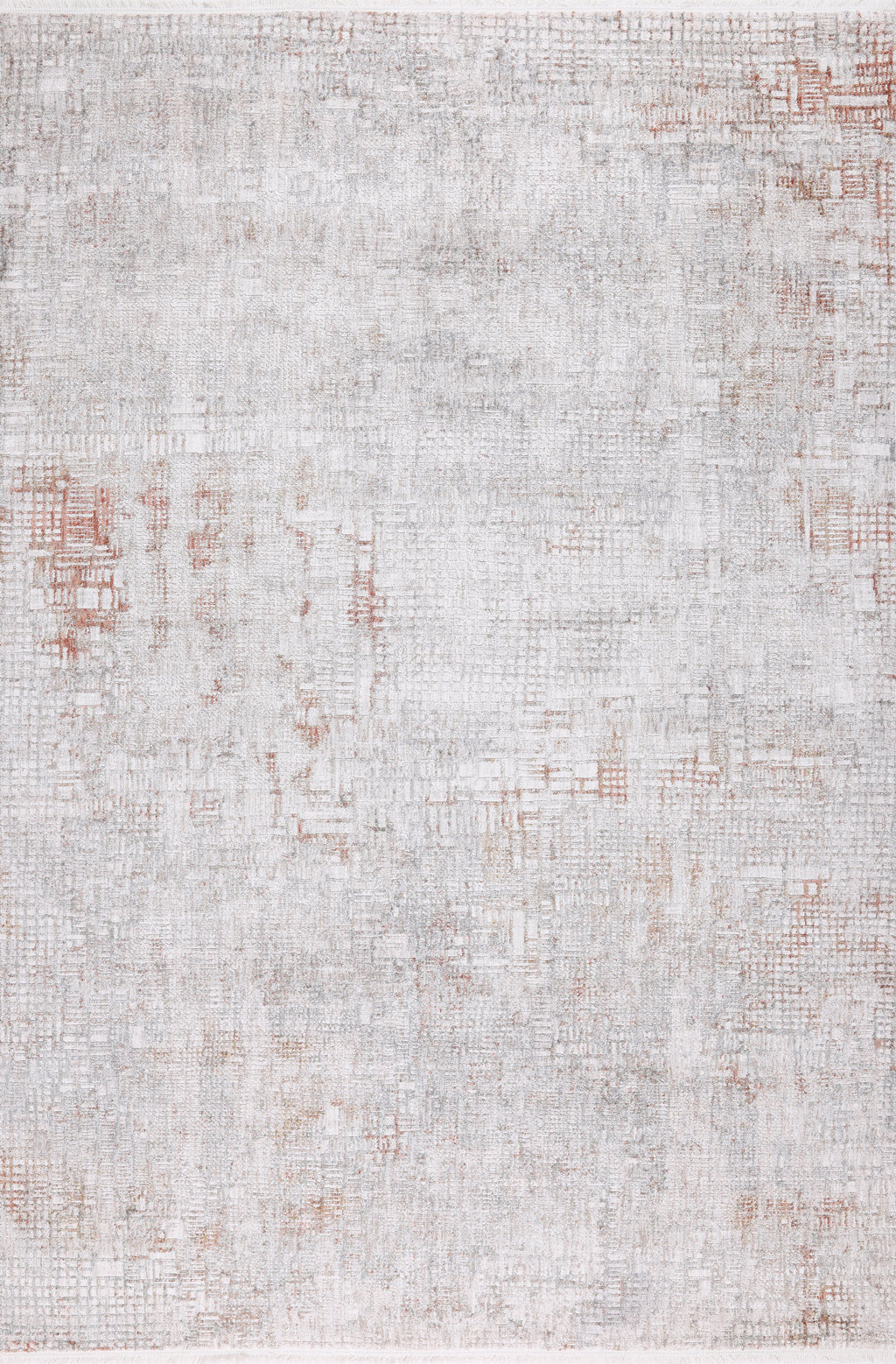 Abstract Cream Rug with Brick Orange and Earth-Tone Accents - KAI 301