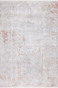 Abstract Cream Rug with Brick Orange and Earth-Tone Accents - KAI 301