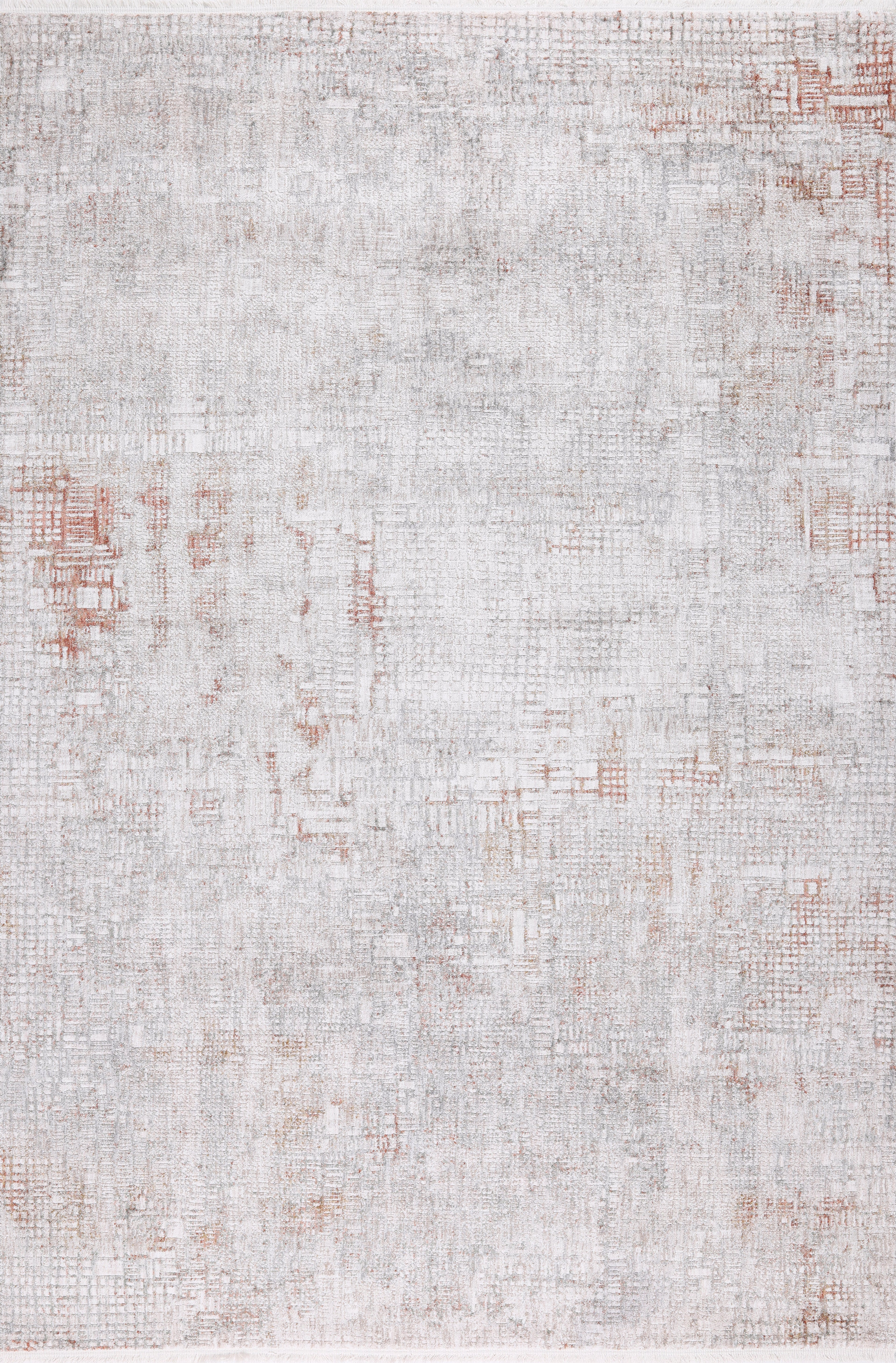 Abstract Cream Rug with Brick Orange and Earth-Tone Accents - KAI 301