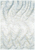 Modern Cream Rug with Blue, Gold-Brown & Silver Viscose Swirl Accents - KAI 304
