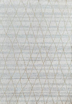 Cream High-Low Texture Rug with Blue, Gray & Gold-Brown Argyle Design - KAI 305