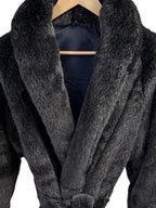 Elegant Luxurious Soft Faux Mink Robe – Indoor/Outdoor Wear, Unisex - MINKO 11 Black