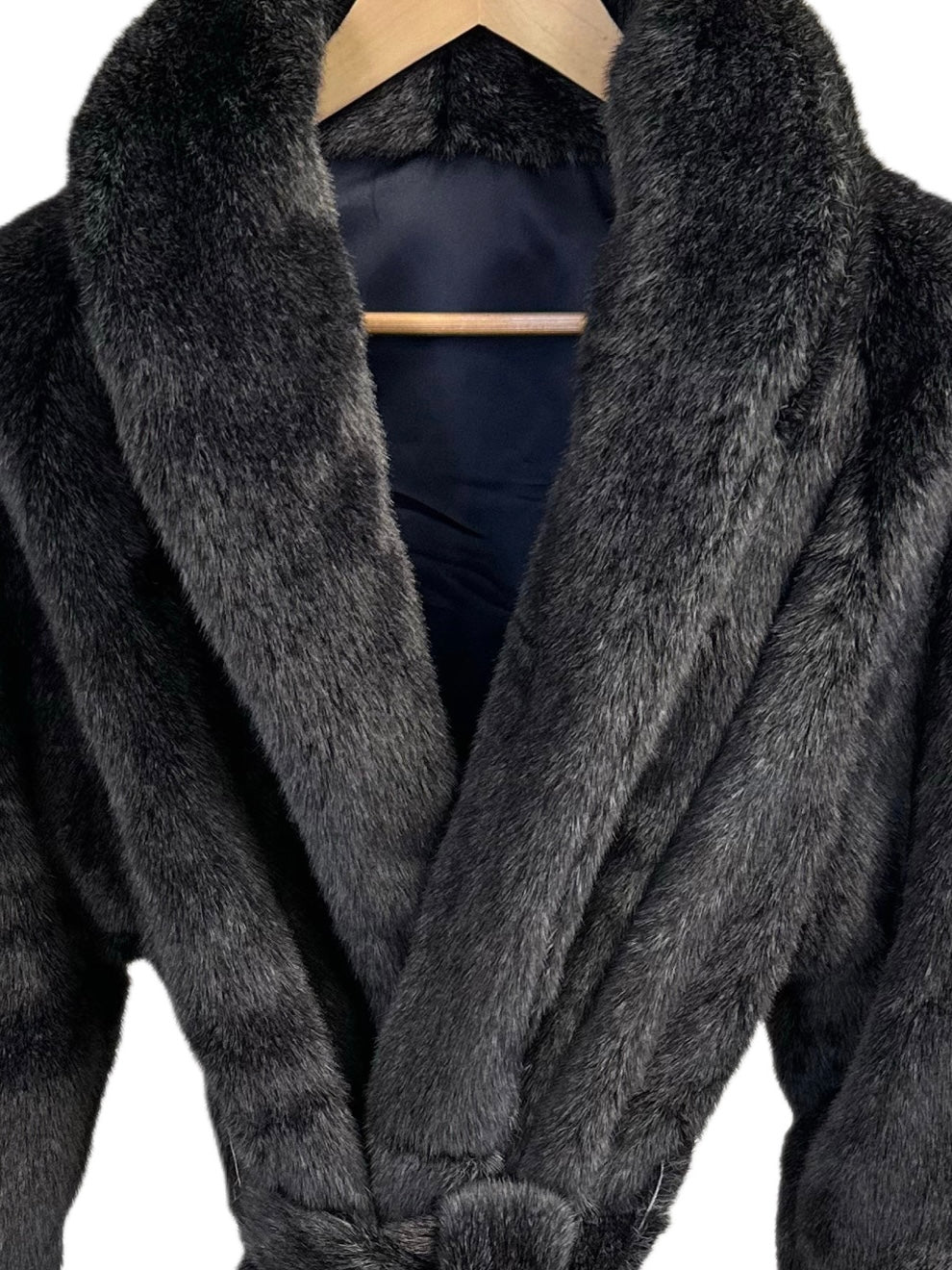 Elegant Luxurious Soft Faux Mink Robe – Indoor/Outdoor Wear, Unisex - MINKO 11 Black