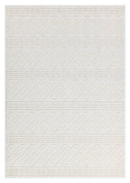 Soft White/  Cream Rug with Bohemian Motif and High-Low Texture - TIA 101.