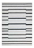 Soft Cream Rug with High-Low 3D Detail with Black/Neutral Striped Bohemian Motif - TIA 102.