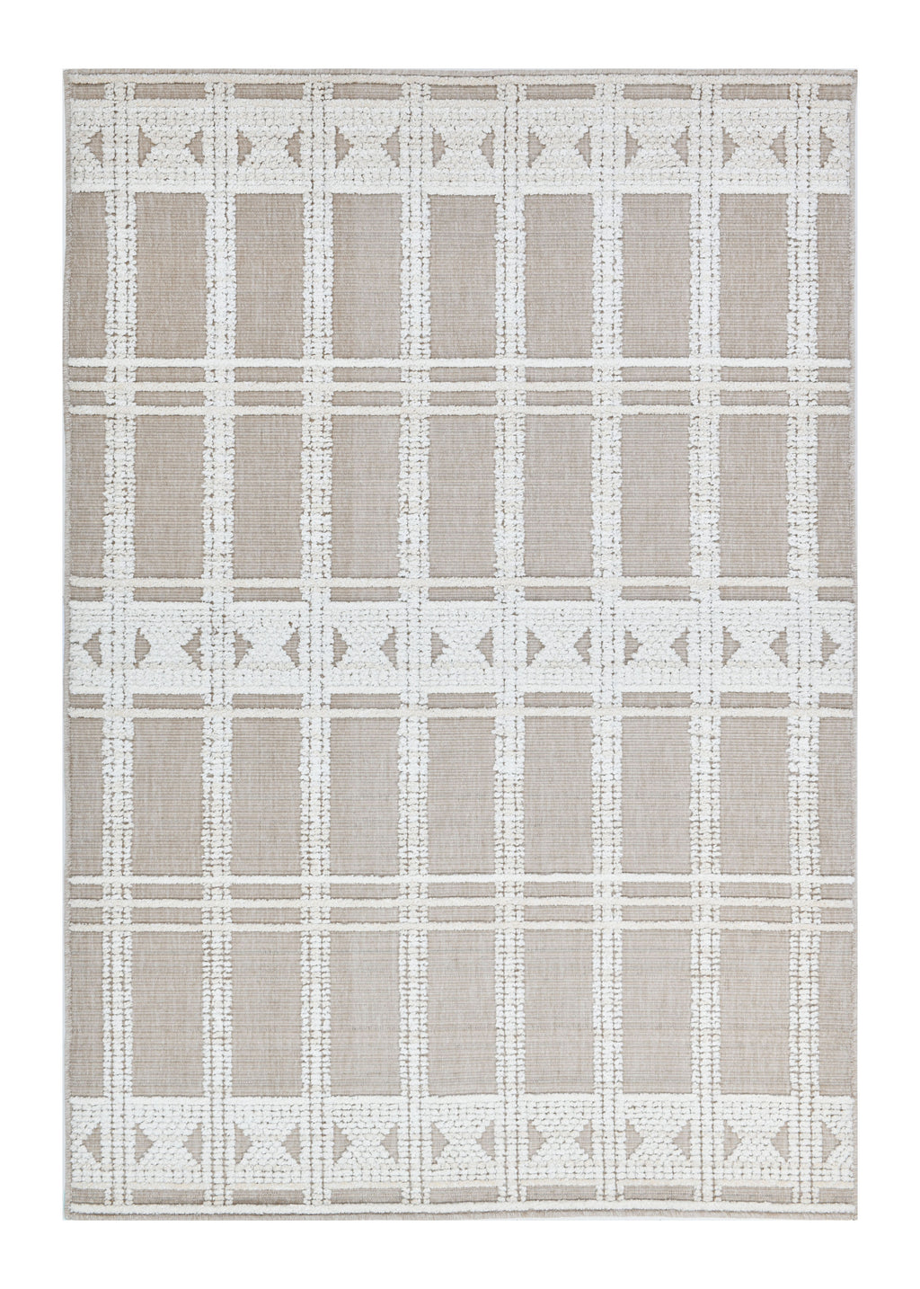 Cream/Beige Rug with Bohemian Motif and High-Low Soft-Touch Texture - TIA 104.