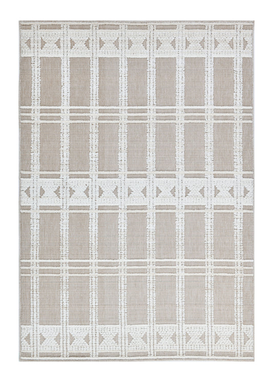 Cream/Beige Rug with Bohemian Motif and High-Low Soft-Touch Texture - TIA 104.