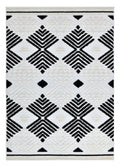 Soft Cream Rug with Beige Tones and Bohemian Black & Brown High-Low Motif - TIA 107.