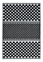 Bohemian Cream Rug – Black Geometric Pattern with Raised High-Low Detail - TIA 108.