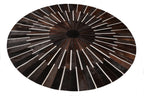 Geometric Round Cowhide Patchwork Rug – Black with Charcoal Stripes - Patchwork PCH216 Round