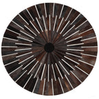 Geometric Round Cowhide Patchwork Rug – Black with Charcoal Stripes - Patchwork PCH216 Round