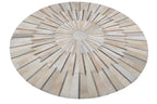 Geometric Round Cowhide Patchwork Rug – Black with Charcoal Stripes - Patchwork PCH216 Round