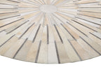 Geometric Round Cowhide Patchwork Rug – Black with Charcoal Stripes - Patchwork PCH216 Round