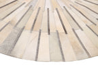 Geometric Round Cowhide Patchwork Rug – Black with Charcoal Stripes - Patchwork PCH216 Round