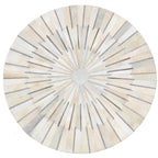 Geometric Round Cowhide Patchwork Rug – Black with Charcoal Stripes - Patchwork PCH216 Round