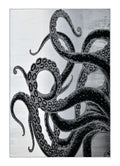 Soft-Touch Light Grey Rug Featuring Metallic Octopus/Tentacle Design in Sheer Black or Blue - Z339A (POL805)