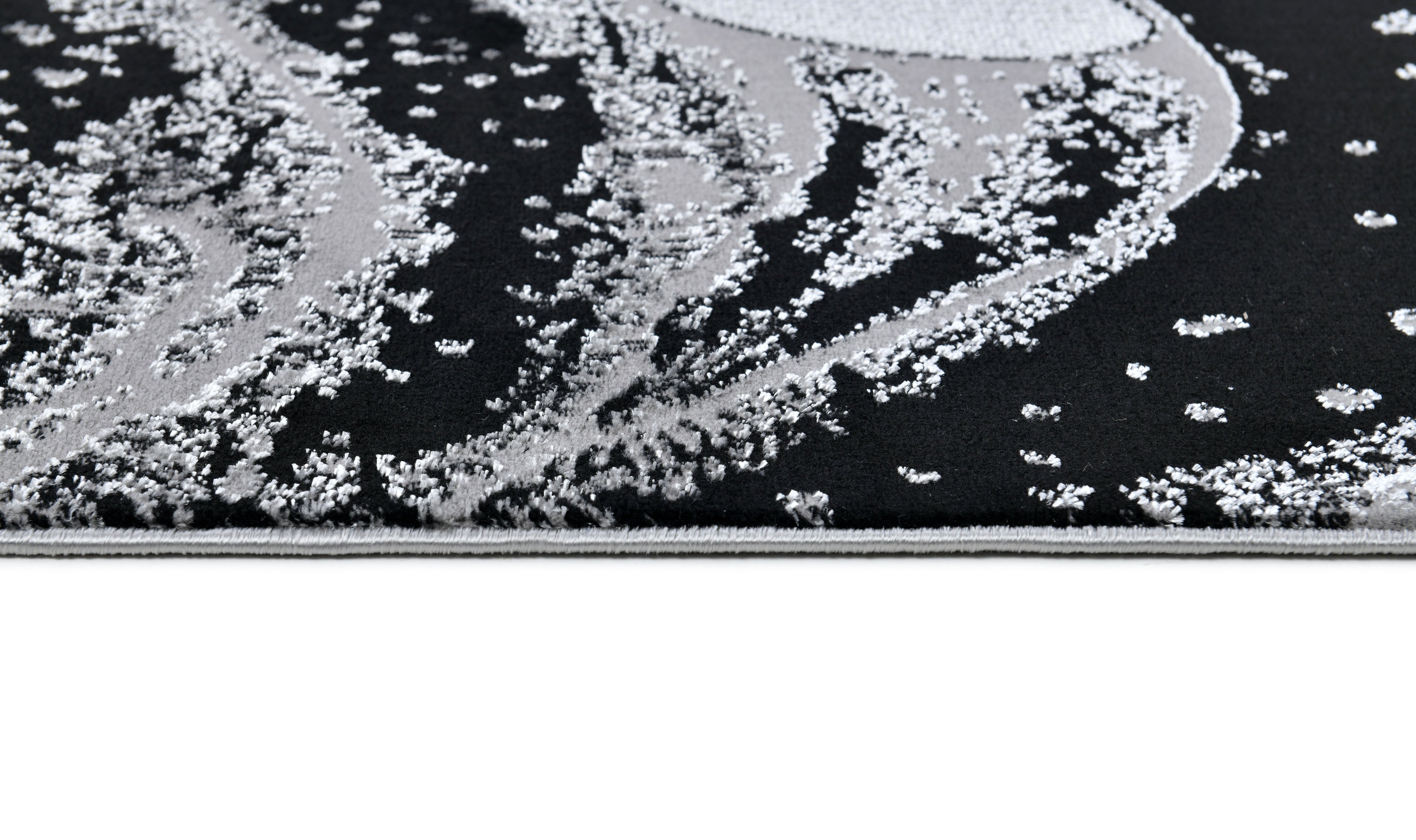 Soft-Touch Light Grey Rug Featuring Metallic Octopus/Tentacle Design in Sheer Black or Blue - Z339A (POL805)
