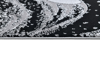 Soft-Touch Light Grey Rug Featuring Metallic Octopus/Tentacle Design in Sheer Black or Blue - Z339A (POL805)