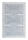 Soft Cream Area Rug Featuring Sheer Blue and Subtle Emerald Geometric Accents - Z329B