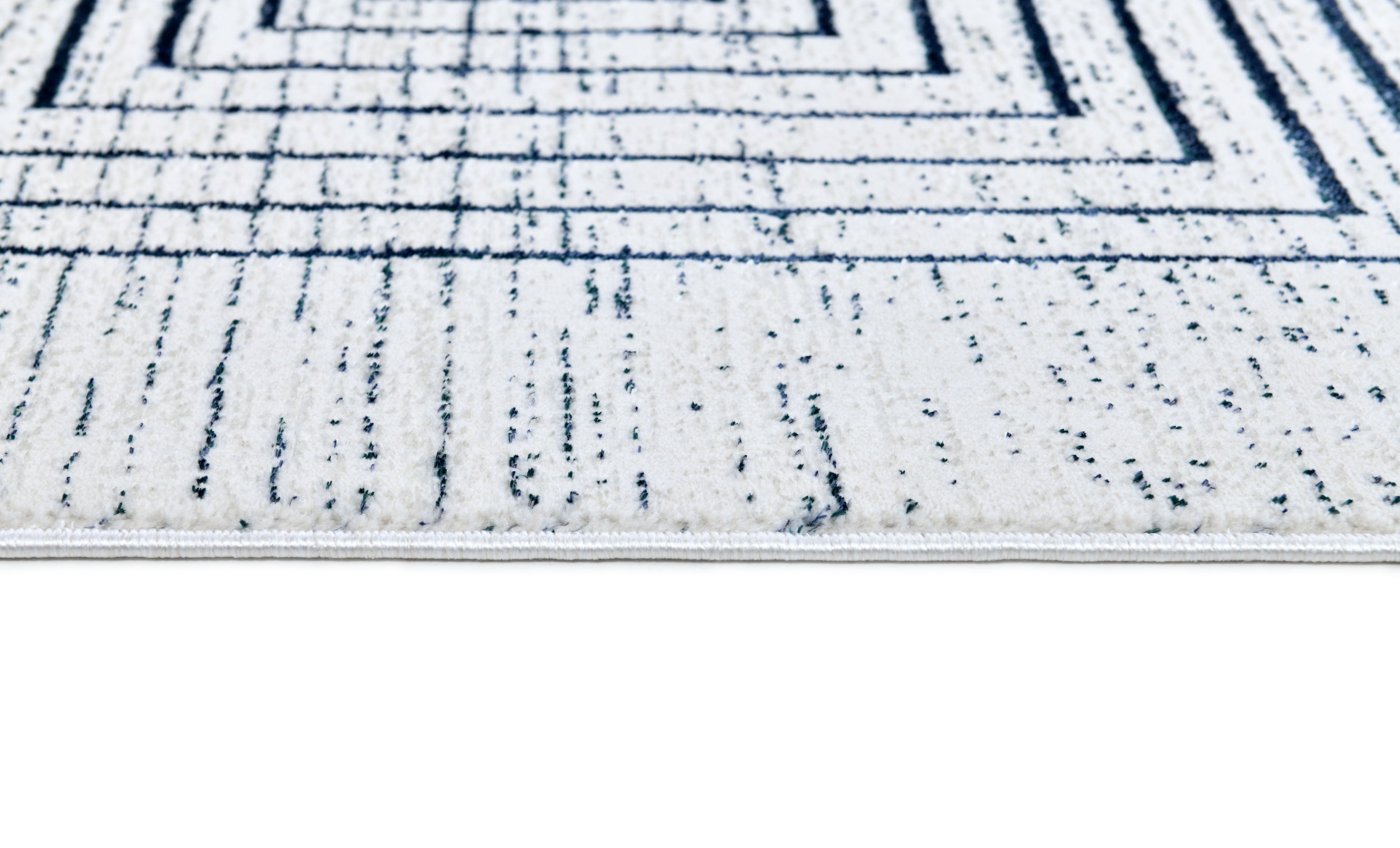 Soft Cream Area Rug Featuring Sheer Blue and Subtle Emerald Geometric Accents - Z329B