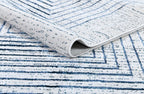 Soft Cream Area Rug Featuring Sheer Blue and Subtle Emerald Geometric Accents - Z329B