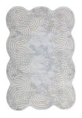 Chic cream Rug with Metallic Gold Accents – Designer Geometric Edge Style - Z325B (POL801)