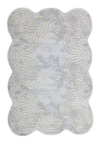 Chic cream Rug with Metallic Gold Accents – Designer Geometric Edge Style - Z325B (POL801)