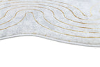 Chic cream Rug with Metallic Gold Accents – Designer Geometric Edge Style - Z325B (POL801)