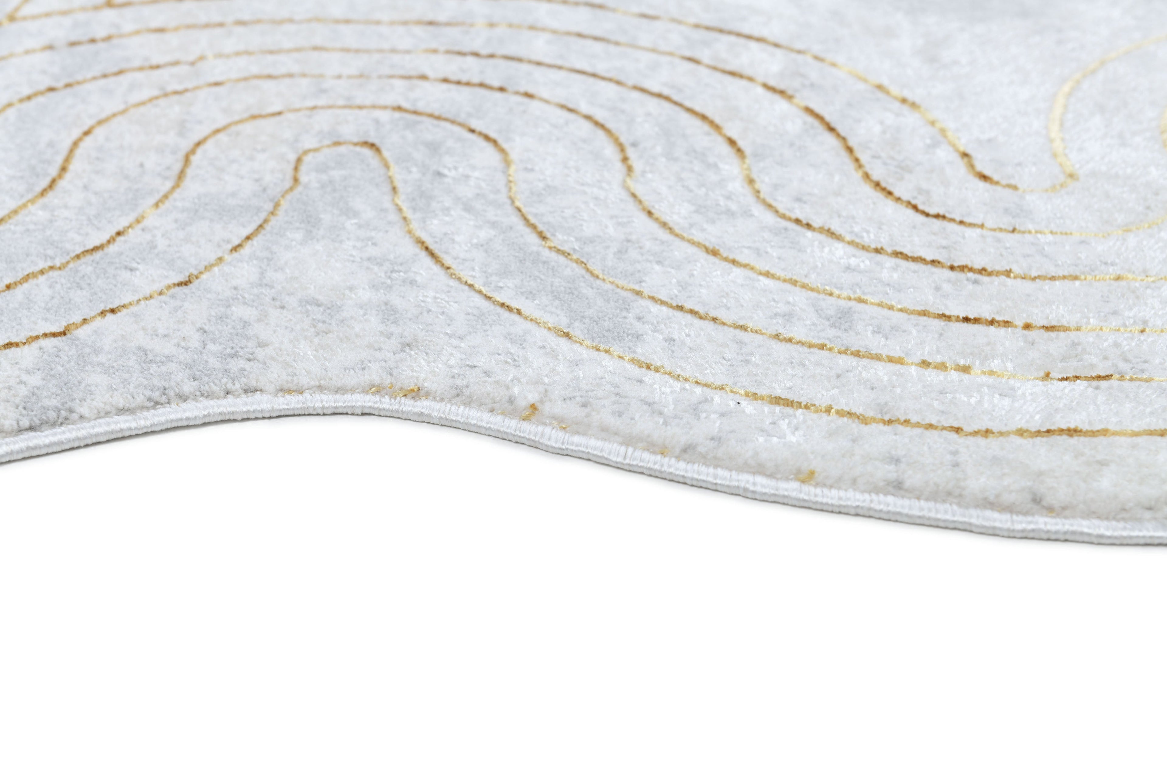 Chic cream Rug with Metallic Gold Accents – Designer Geometric Edge Style - Z325B (POL801)