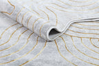 Chic cream Rug with Metallic Gold Accents – Designer Geometric Edge Style - Z325B (POL801)