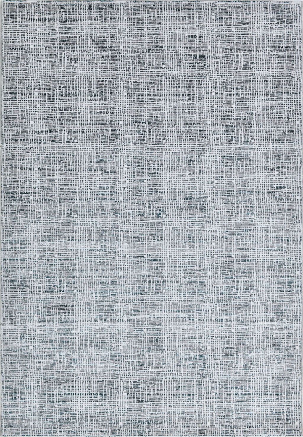 Fresh Cream Rug with Green and Silver Geometric Accents - Z240A
