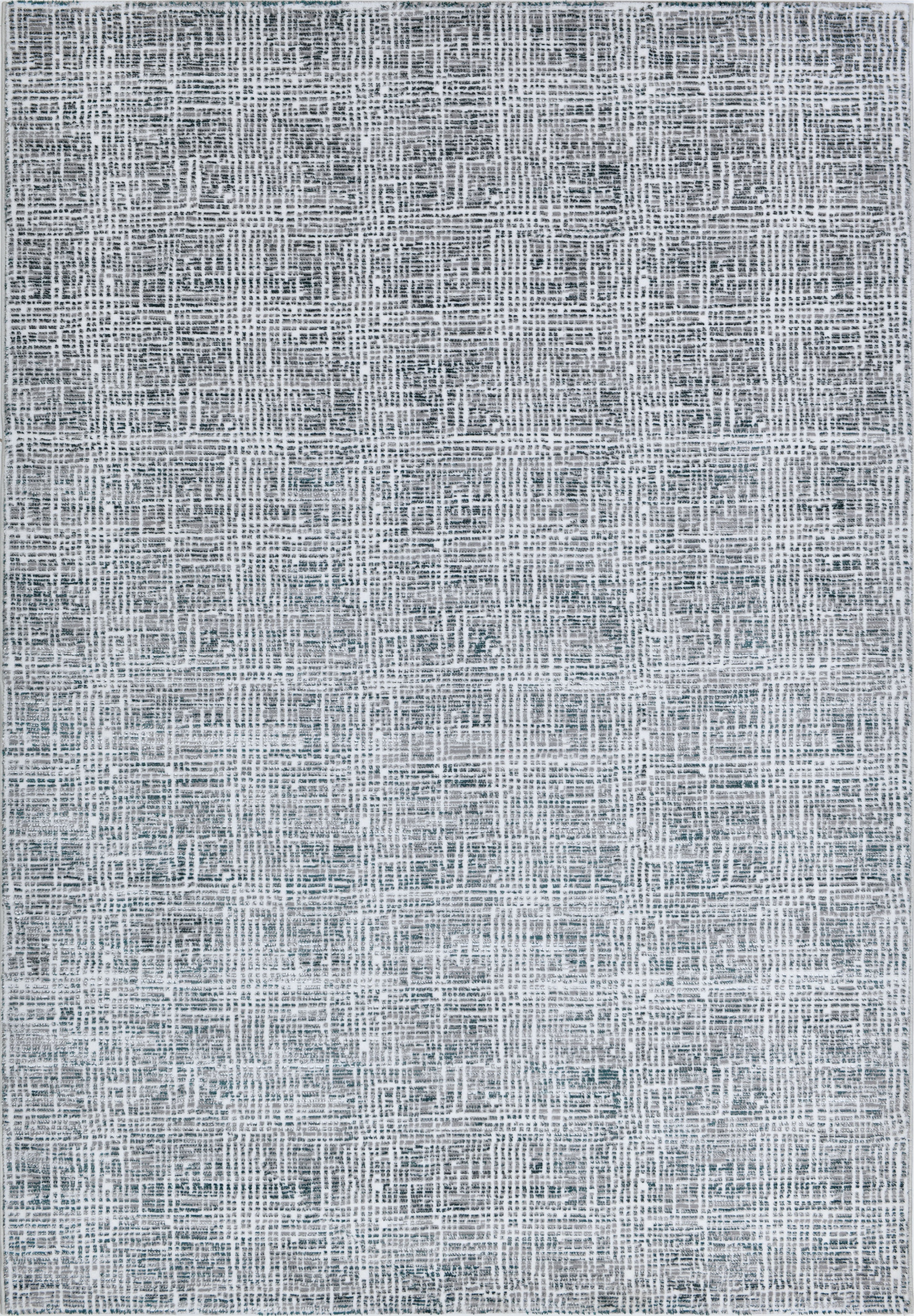 Fresh Cream Rug with Green and Silver Geometric Accents - Z240A