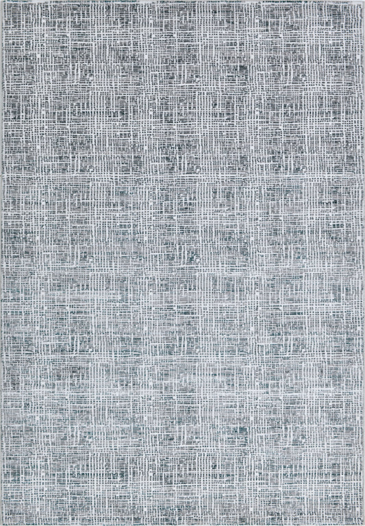 Fresh Cream Rug with Green and Silver Geometric Accents.