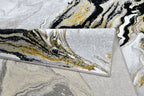 Luxurious fusion of metallic silver, brushed gold, and deep black, abstract marbled design - Z258A (POL803)