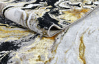 Luxurious fusion of metallic silver, brushed gold, and deep black, abstract marbled design - Z258A (POL803)