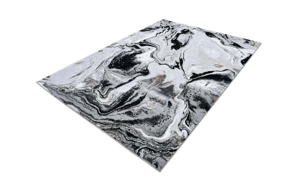 Luxurious fusion of metallic silver, brushed gold, and deep black, abstract marbled design - Z258A (POL803)